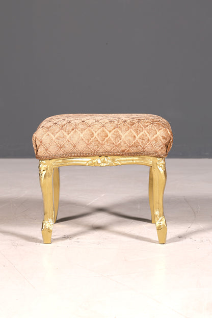 Traumhafter Barock Stil Hocker echt Holz Polster Schemel Fussablage
