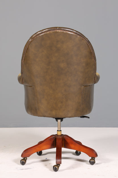 Wunderschöner Original Chesterfield Bürosessel &quot;Wade&quot; echt Leder Sessel Bürostuhl Captain Chair Sessel Office Chair 1 von 2