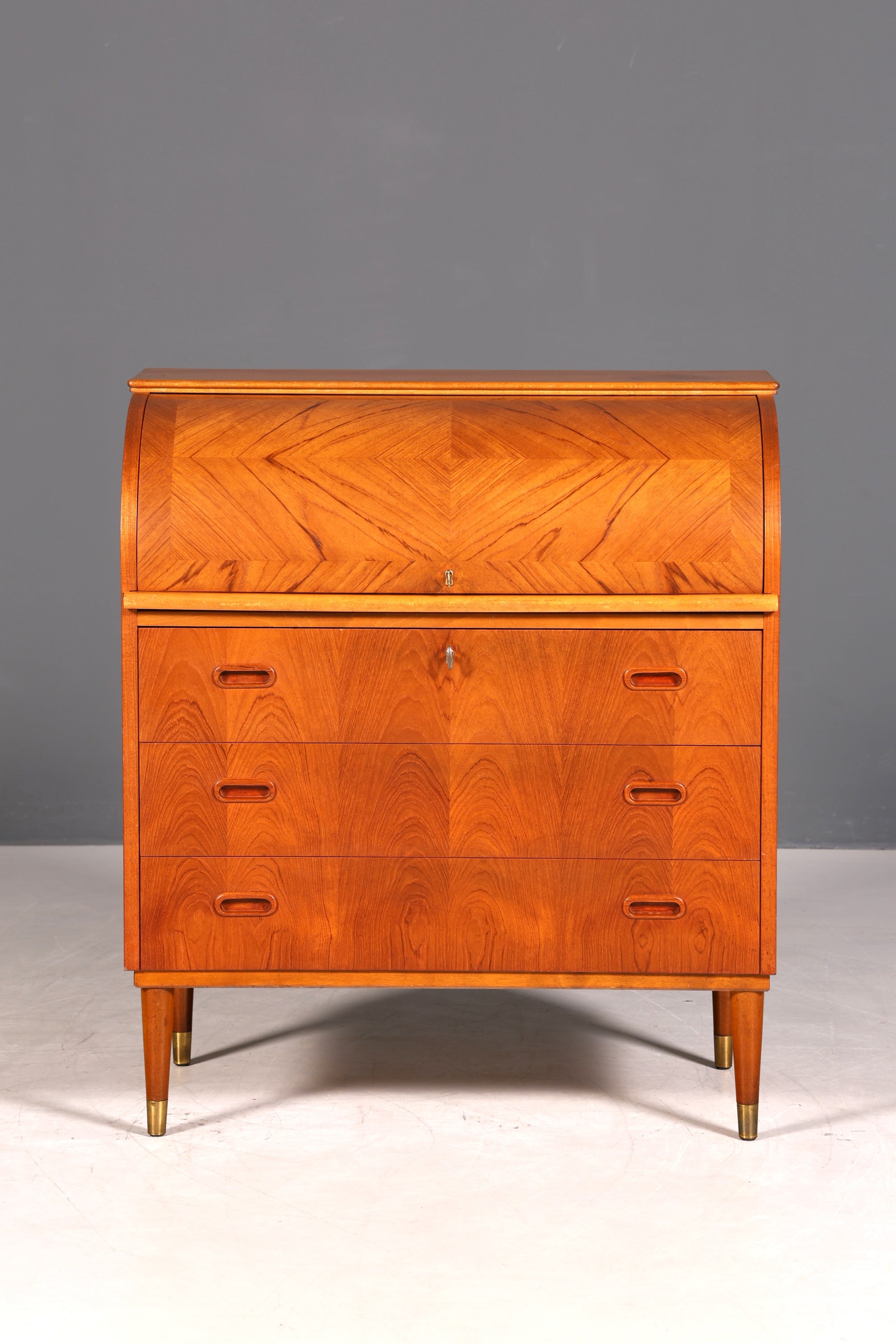 Wunderschöner Mid Century Rollladen Sekretär Danish Design echt Holz Schreibkommode 60er Jahre