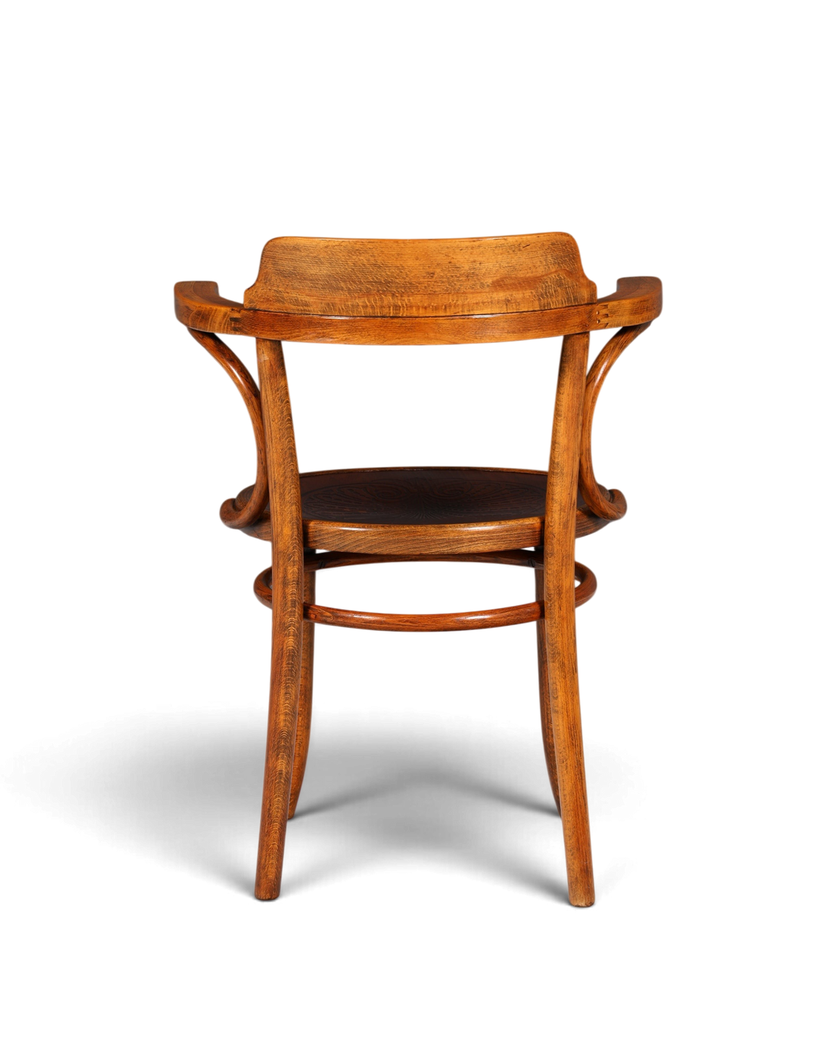 Hauptstadt Möblerei Armlehnstuhl im Thonet-Stil aus dunklem Echtholz mit geschwungenen Linien und schöner Maserung
