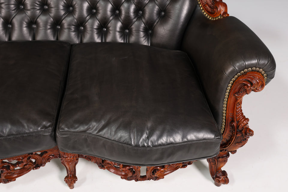 Königliches 3-Sitzer Barock Sofa echt Leder Luxus Chesterfield Couch
