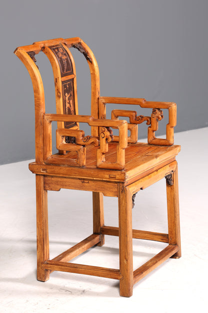 Wunderschöner Chinesischer Armlehnstuhl Stuhl China Ming Stil Qing Dynastie Holzstuhl Asiatische Antik Sekretär Stuhl