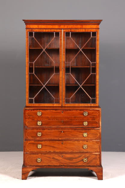 G785 Finish Wunderschöne Englische Vitrine Bibliothek Sekretär echt Holz Antik Schrank Regal (Kopie)