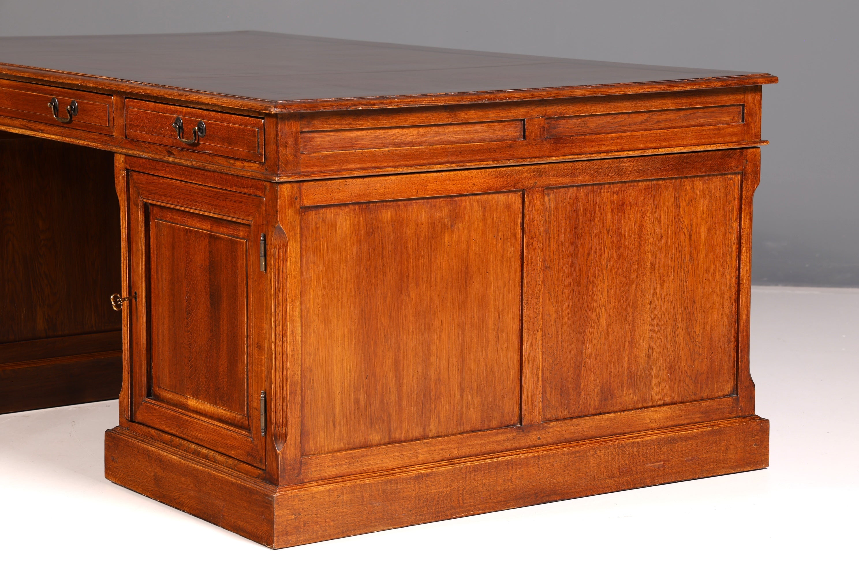 Impressive English XXL Writing Desk, Office Desk, Partner Desk, Antique Solid Wood Vintage