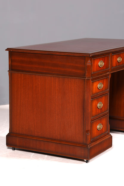 Wunderschöner Original Heldense Englischer Schreibtisch Echt Lederauflage Bürotisch Antik Office Desk