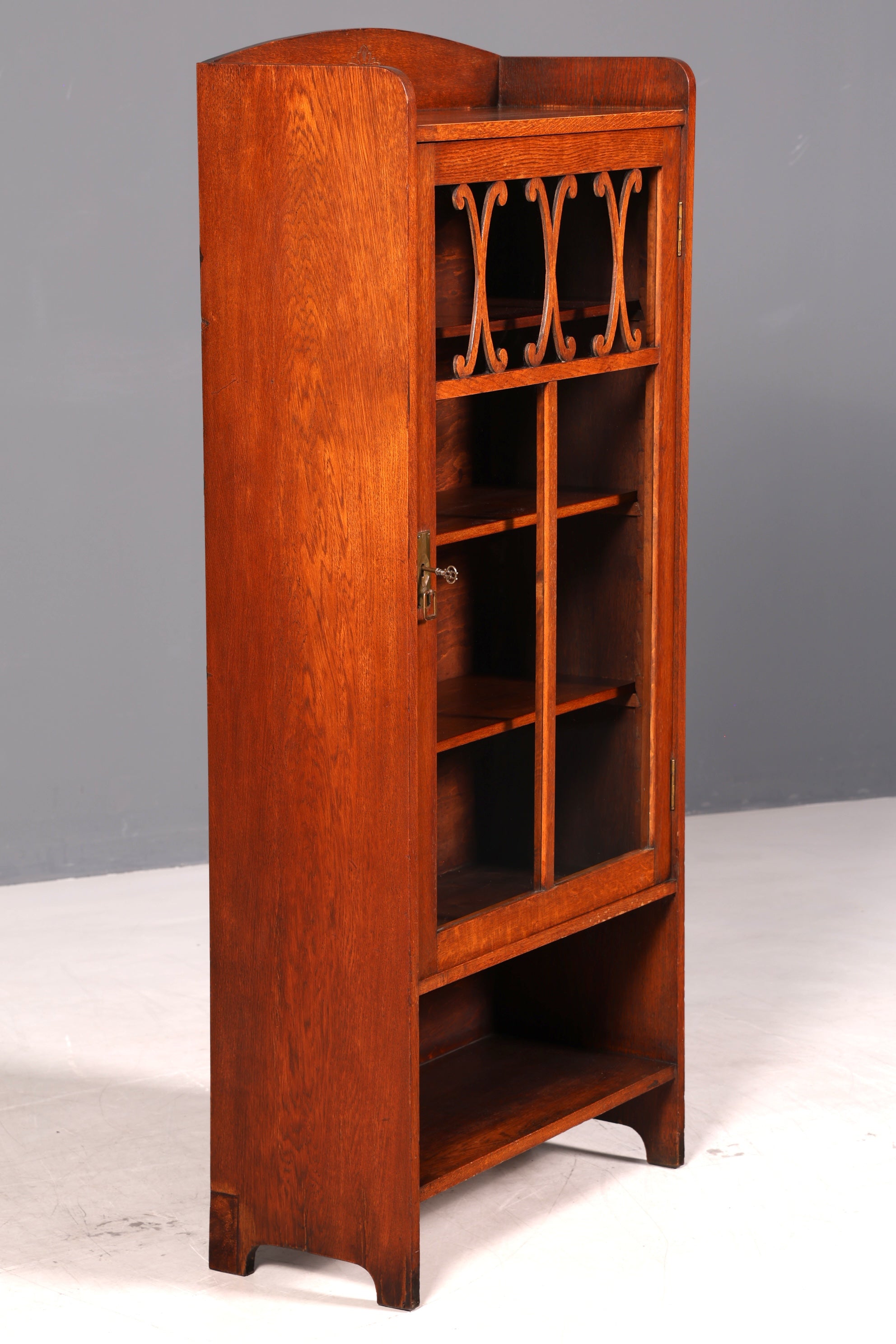 Stilvolle Jugendstil Vitrine Antike Holz Bücherschrank Eiche Antik Schrank Geschirrschrank