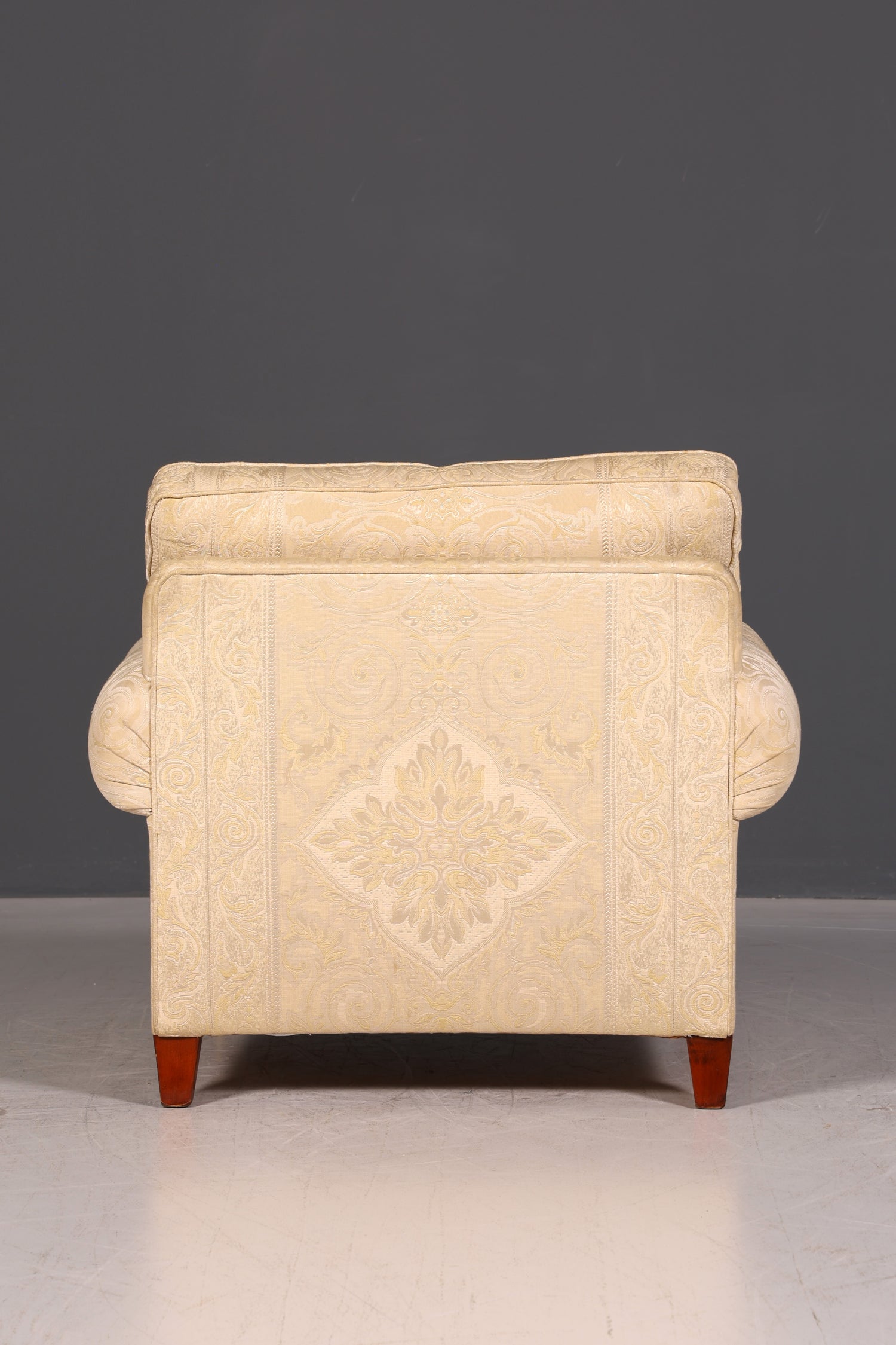 Wunderschöner Englischer Sessel Creme Gold Stoff Clubsessel Armlehnsessel Landhaus Loungesessel Vintage