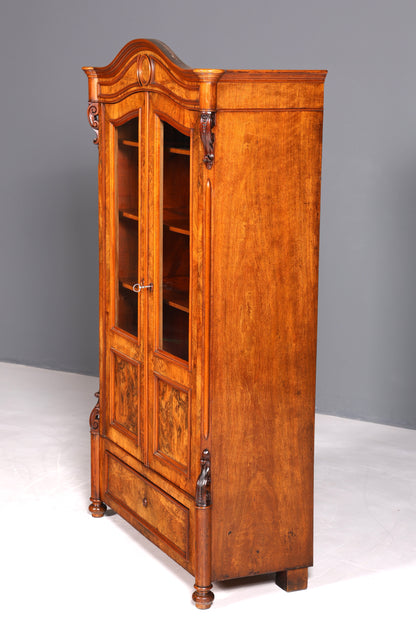 Traumhafte Louis Philippe Vitrine Antik Biedermeier Schrank echt Holz um 1880
