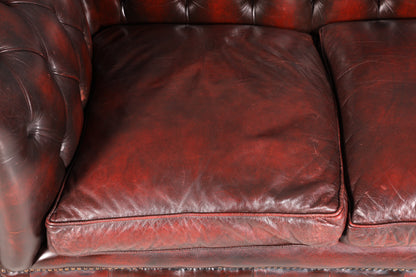 Stilvolles Original Chesterfield Sofa 2-Sitzer Couch England Oxblood Polstersofa