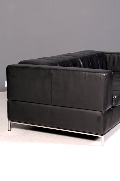 Edles MaxDivani Echtleder Sofa 3-Sitzer Designer Couch Italienisch Ledersofa Schwarz