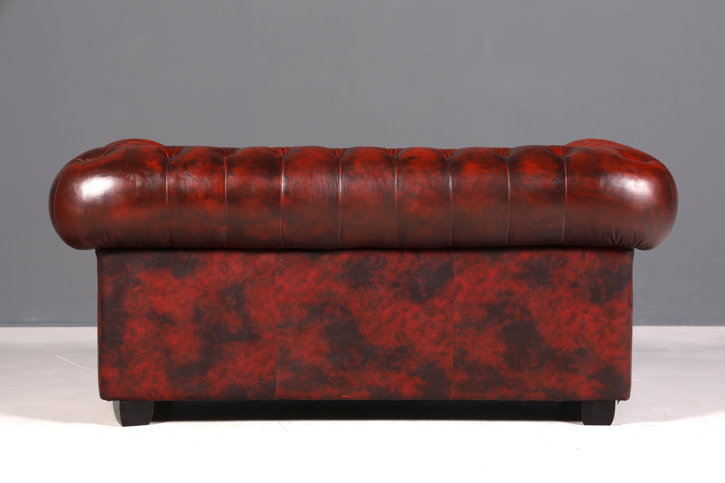 F953 Finish cm Wunderschönes Original Chesterfield 2er Sofa Englisch Oxblood Leder 2- Sitzer Couch