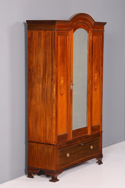 Traumhafter Jugendstil Kleiderschrank um 1910 Englisch Massiv Holz Antik Schrank Dielenschrank Wäscheschrank