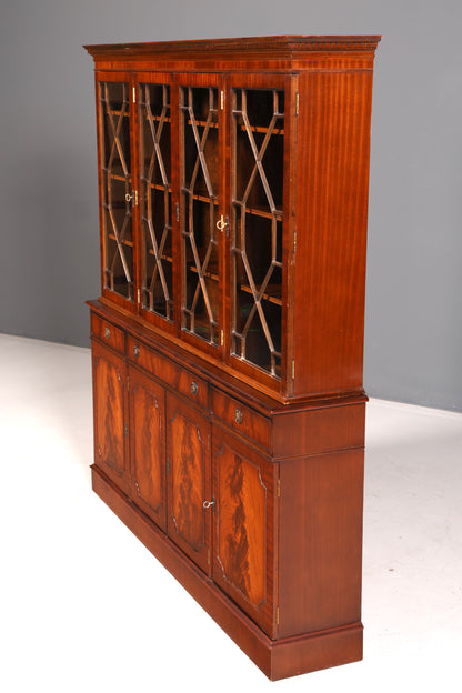 Wunderschöne Englische Vitrine Mahagoni Bibliothek Bücherschrank Buffet Schrank Antik Glasvitrine Vintage