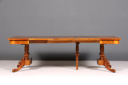 Traumhafter XXL Gründerzeit Tisch Kulissentisch ausziehbarer Louis Philippe Esstisch Wurzelholz Antik