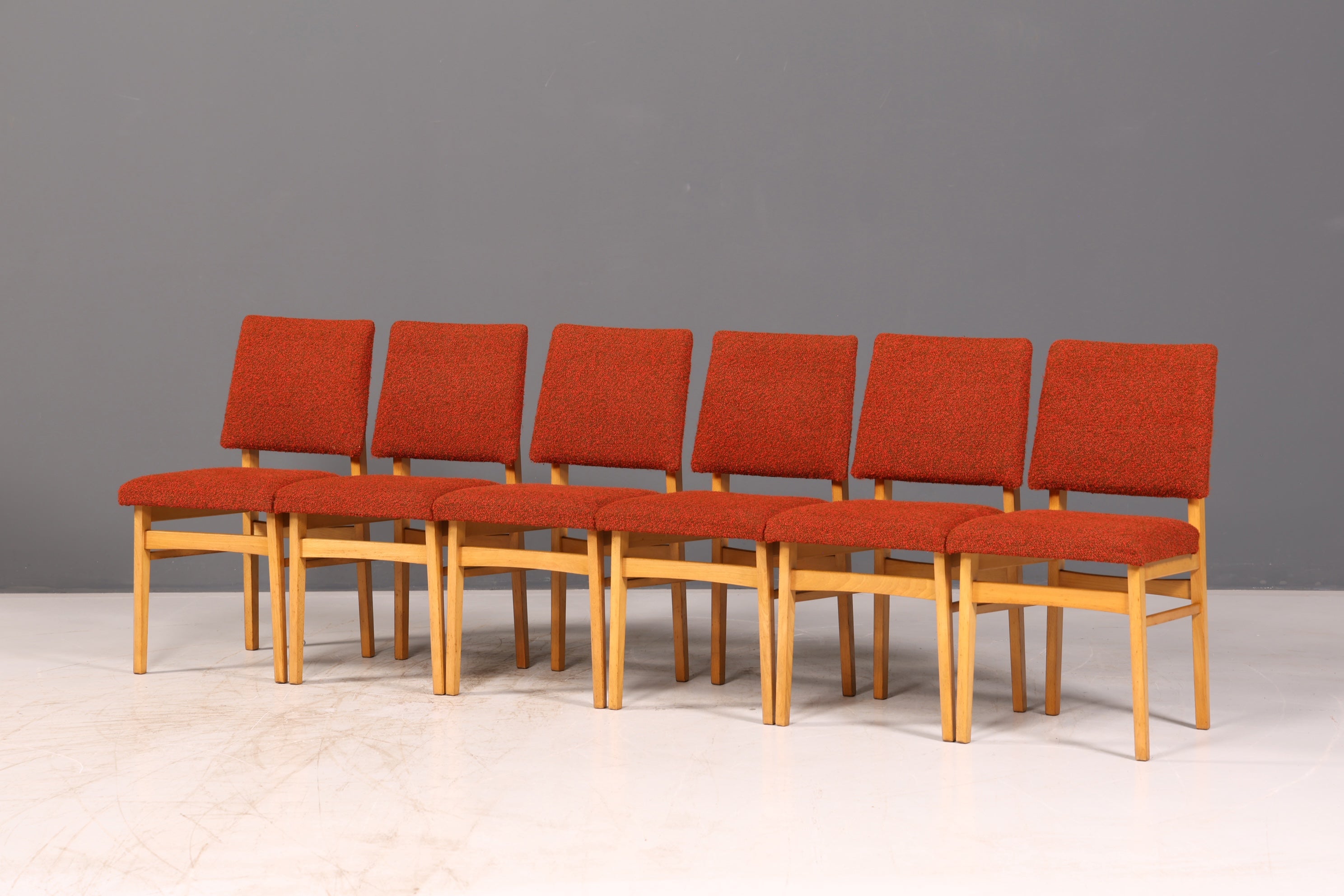 Elegant set of 6 mid-century dining chairs, vintage chair set, kitchen chairs, chair set, retro upholstered chairs, 1960s