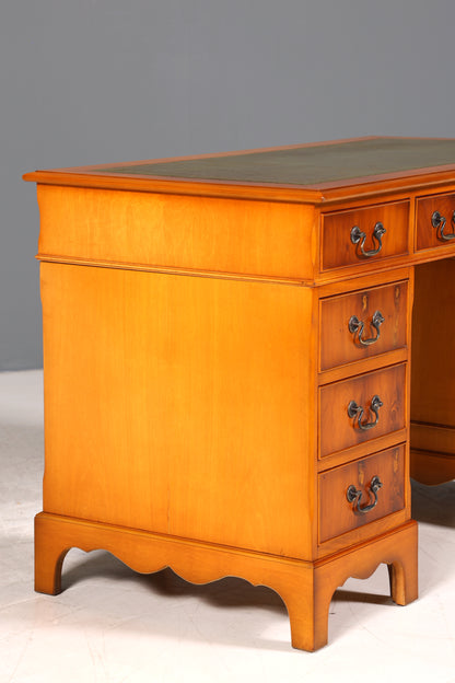 Wunderschöner Englischer Schreibtisch Englisch Eibe Desk Leder Auflage Antik Stil Bürotisch Office Desk