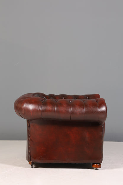 Stilvoller Original Chesterfield Sessel Englisch Oxblood Leder Armlehnsessel Herrensessel