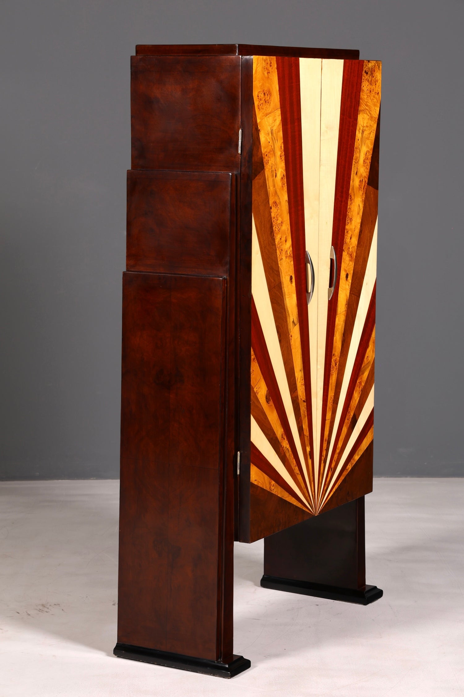 Stunning Art Deco designer cabinet, highboard, chest of drawers, vertiko, Sun, linen cabinet, hallway cabinet