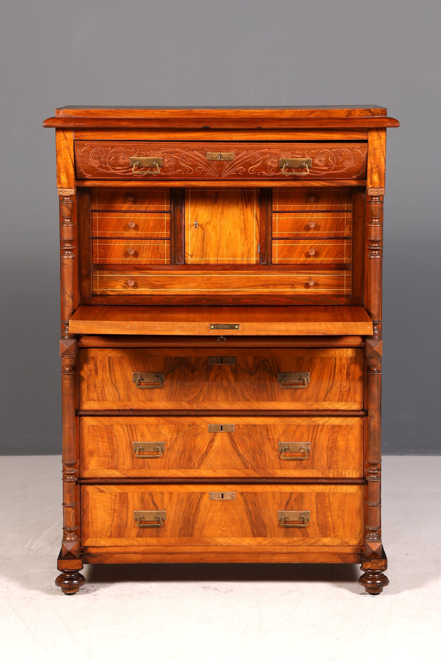 G782 Finish Wunderschöner Gründerzeit Sekretär Kommode Jugendstil Schubladenkommode Antik Vertiko (Kopie)