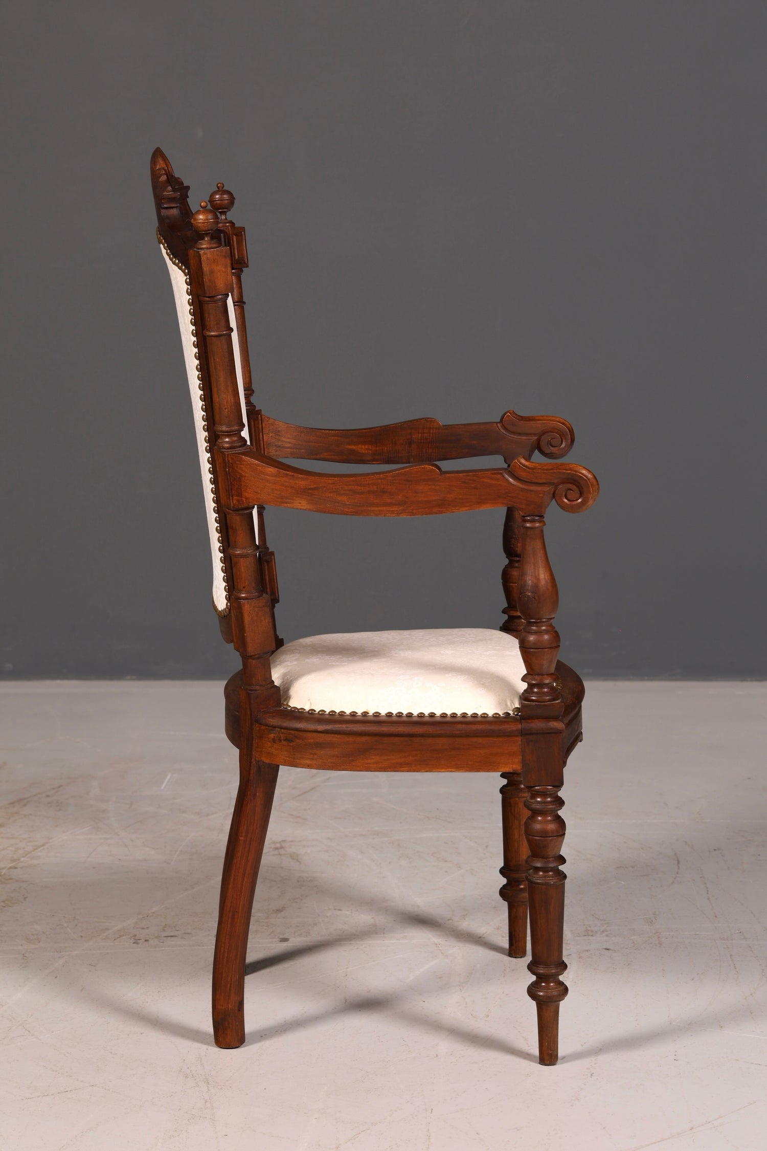 Elegant Neo-Renaissance armchair, antique chair, Gründerzeit secretary chair, desk chair, upholstered chair, 1 of 2