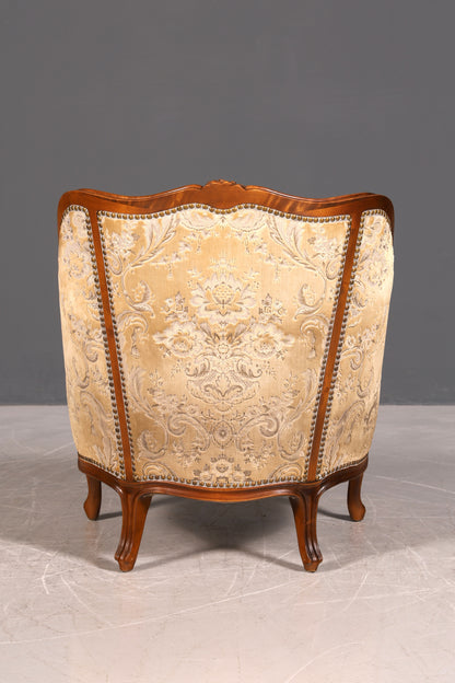 Wunderschöner Chippendale Armlehnsessel Barock Stil Sessel Armchair Samt Stoff Sessel 2 von 2