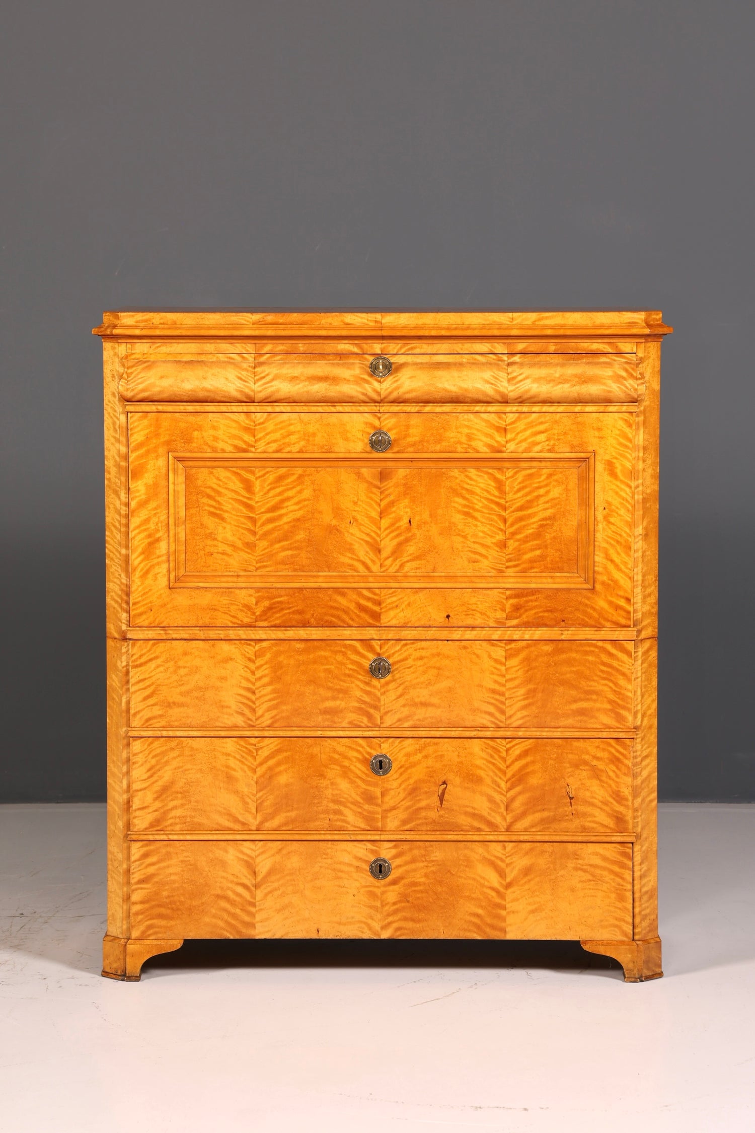 Impressive Biedermeier Secretary Cabinet, Antique Vertiko Chest of Drawers, Office Writing Desk, Sideboard