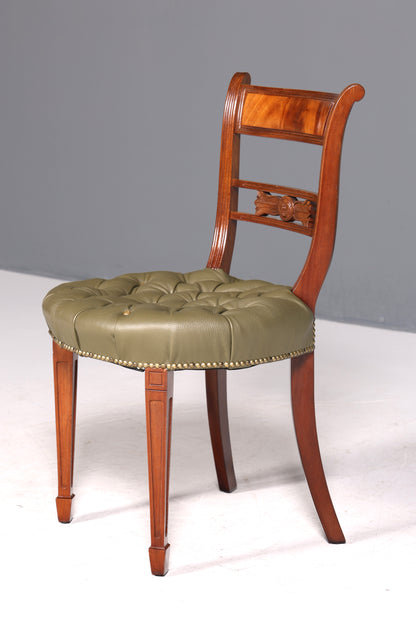 Wunderschöner Chesterfield Stuhl Anno Dom Sekretär Stuhl Englisch echt Leder Küchenstuhl 2 von 4