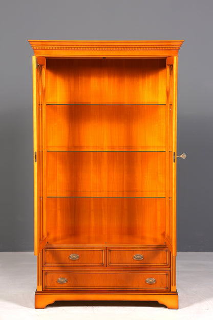 Wunderschöne Englische Vitrine Eibe Bücherschrank Buffet Antik Stil Glasvitrine