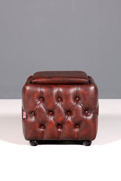 Wunderschöner Original Chesterfield Hocker Englische Sitzbank Fusshocker mit Stauraum UK