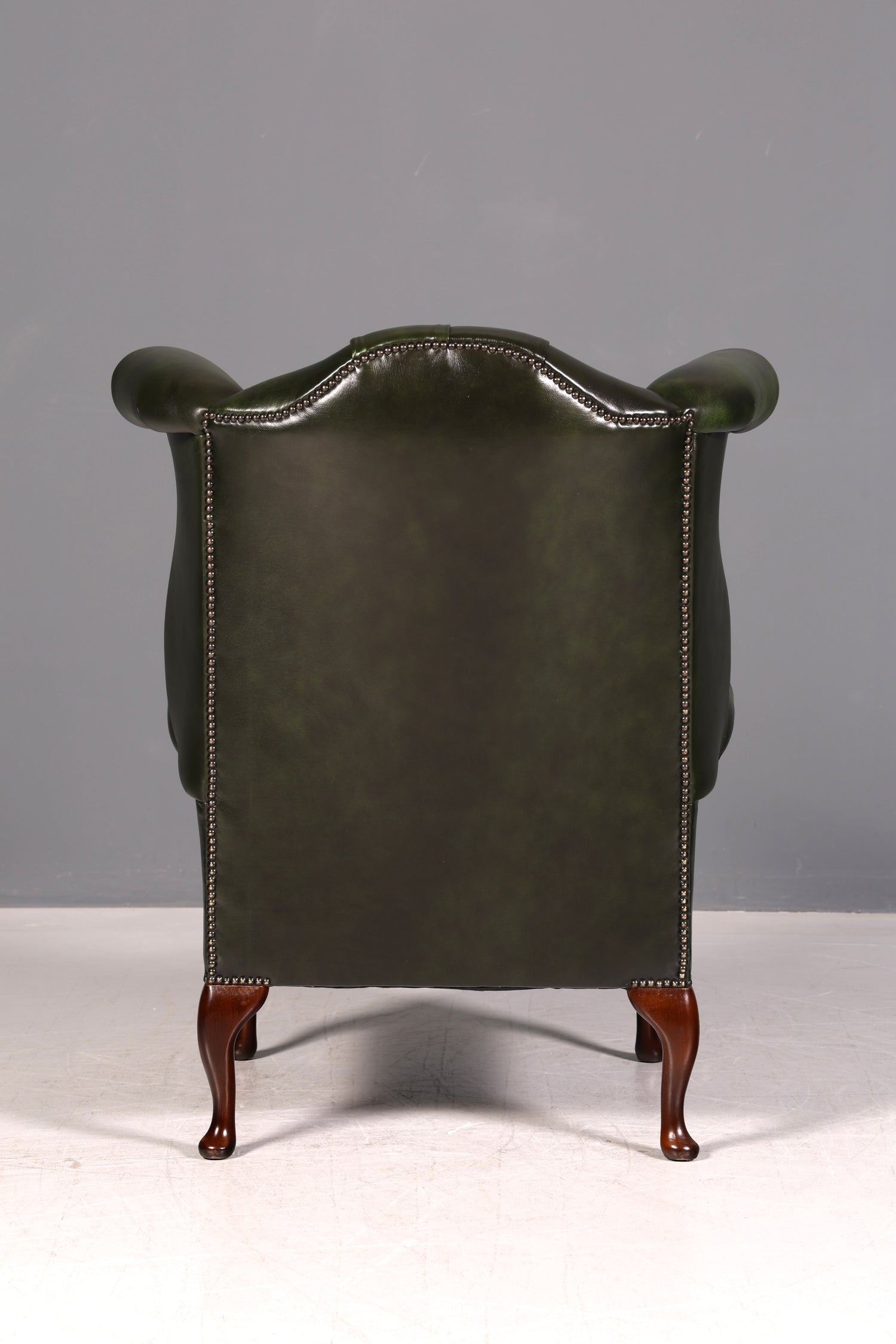 Wunderschöner Original Chesterfield Ohrensessel Grün Echt Leder Kingsgate Englisch Ohrenbackensessel Herrensessel UK