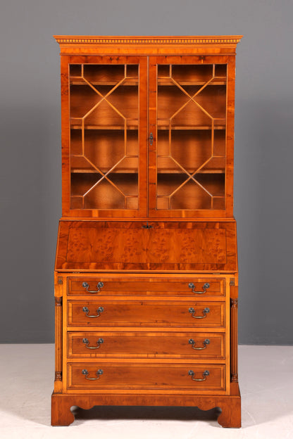 G390 Finish Stilvoller Englischer Sekretär Büro Aufsatzsekretär Eibe Antik Stil Vitrinen Schrank UK (Kopie)