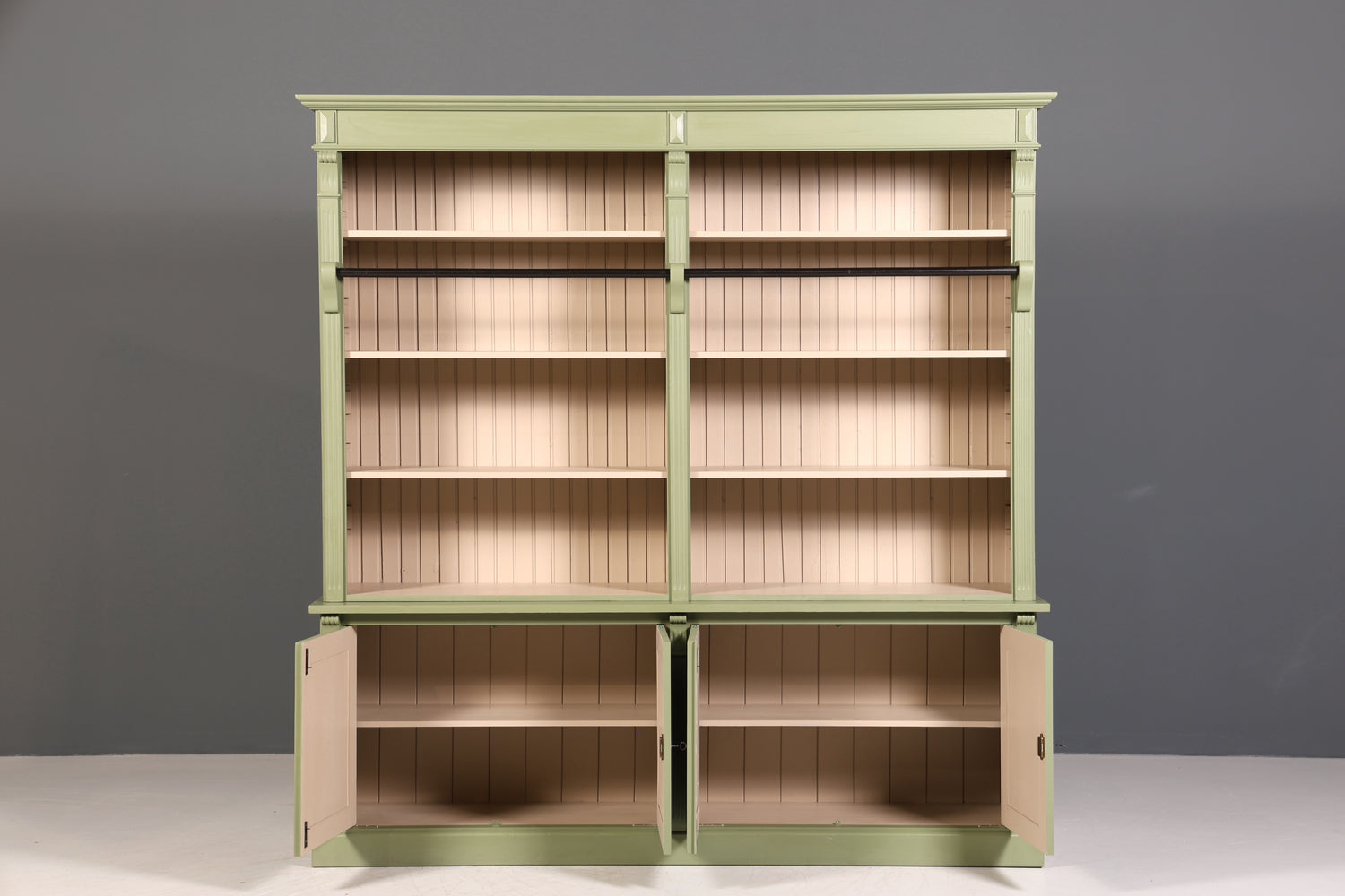 Traumhaftes XXL Landhaus Stil Bibliothek Bücherregal Schrank Antik Kolonial Stil Regal massiv Holz Buchablage