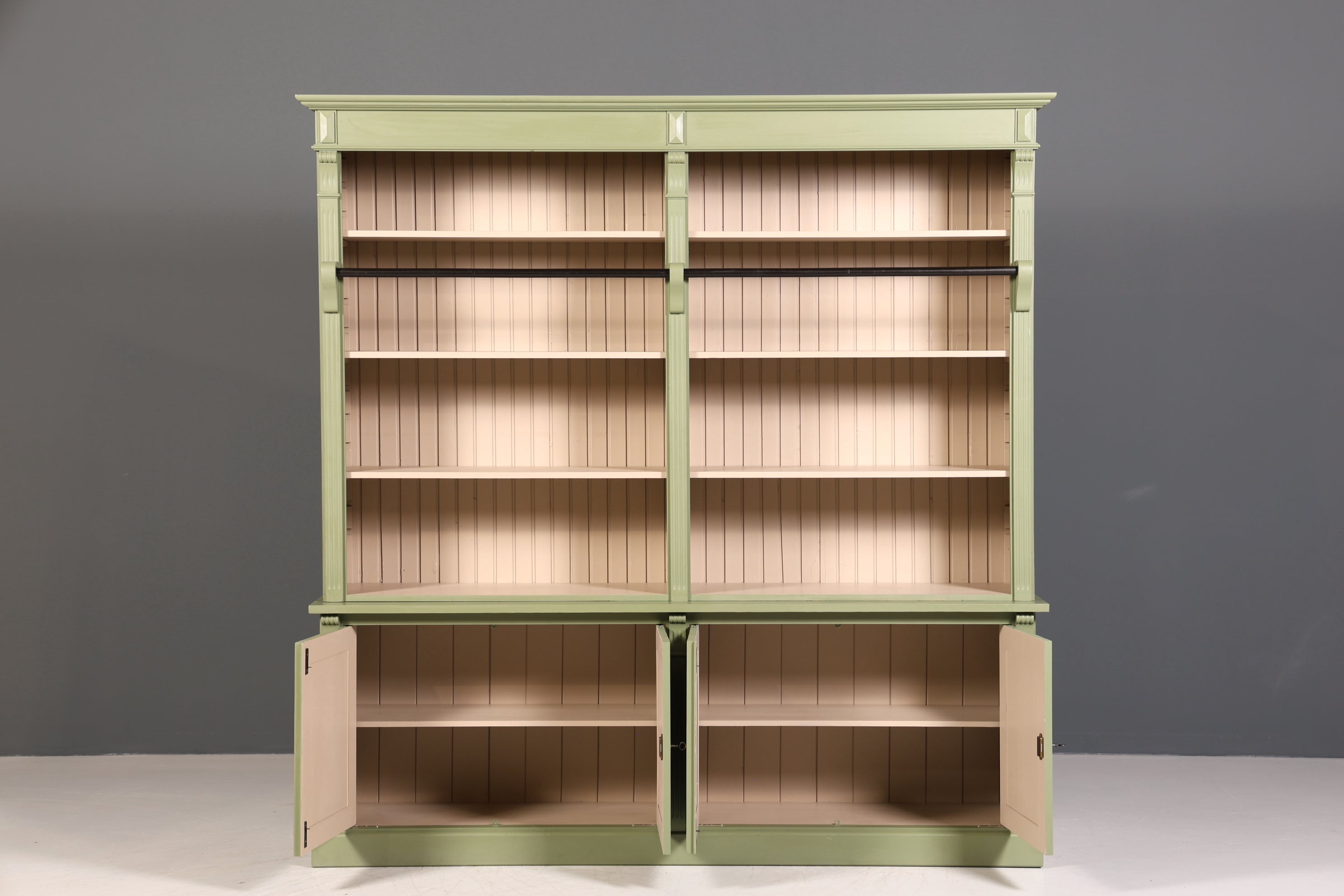Traumhaftes XXL Landhaus Stil Bibliothek Bücherregal Schrank Antik Kolonial Stil Regal massiv Holz Buchablage
