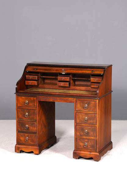 Wunderschöner Englischer Rollladen Schreibtisch Rolltop Desk Sekretär Antik echt Lederauflage Bürotisch Vintage
