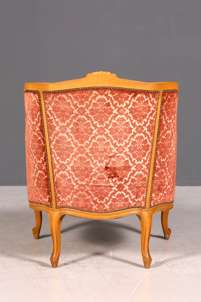 Edler Chippendale Armlehnsessel Barock Stil Sessel Samt Stoff Armchair Sessel 2 von 2