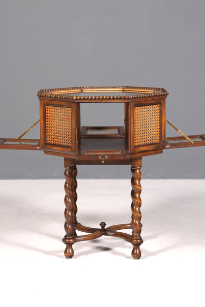 Wunderschöner Gründerzeit Barschrank echt Holz Teeschrank Korbgeflecht Schrank Ablage