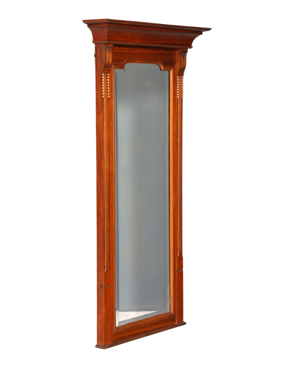 Hauptstadt Möblerei Wandspiegel aus dunklem Holz mit klassischem Gesims und dekorativen goldenen Akzenten