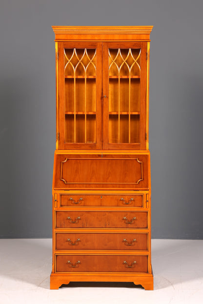Wunderschöner Englischer Sekretär Büro Aufsatzsekretär Eibe Antik Stil Vitrinen Schrank UK