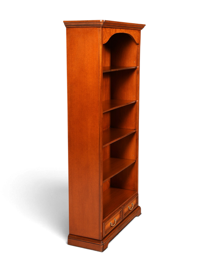 Hauptstadt Möblerei Selva Bücherregal aus massivem Holz mit höhenverstellbaren Böden und zwei Schubladen in klassischem Design