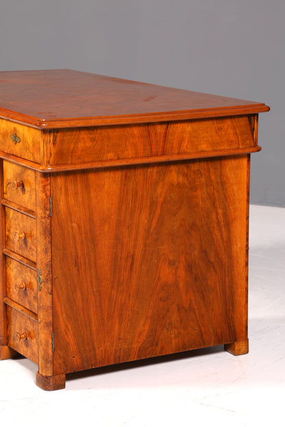 Wunderschöner Art Deco Schreibtisch Nussbaum Antik Massiv Holz Bürotisch Office Table Vintage