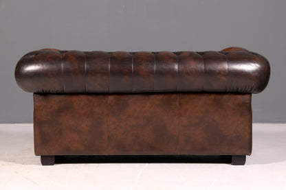 Wunderschönes Original Chesterfield Sofa 2-Sitzer Couch England Echt Leder Polstersofa Englisch Vintage