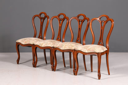 4x Traumhafte Louis Philippe Stühle um 1880 Chippendale Stuhl Set Antik Sekretär Stühle