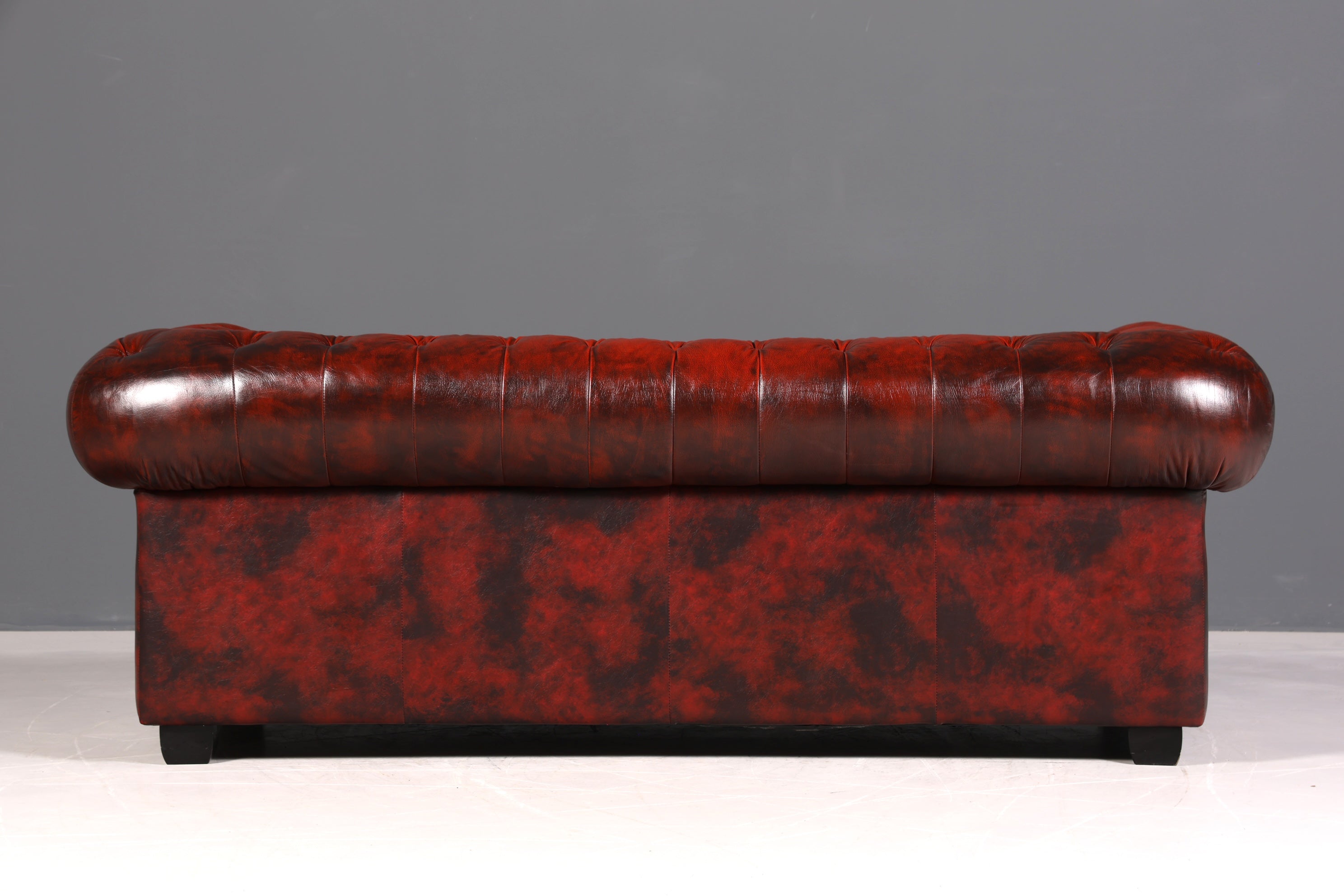 F956 Finish cm Wunderschönes Original Chesterfield Sofa 3- Sitzer echt Leder Oxblood Couch Englisch