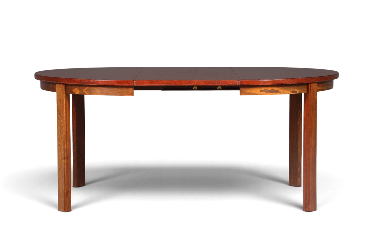 Hauptstadt Möblerei Ulferts Mid-Century Esstisch aus Holz, ausziehbarer runder Vintage-Tisch im skandinavischen Design