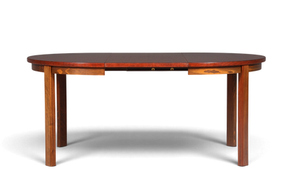 Hauptstadt Möblerei Ulferts Mid-Century Esstisch aus Holz, ausziehbarer runder Vintage-Tisch im skandinavischen Design