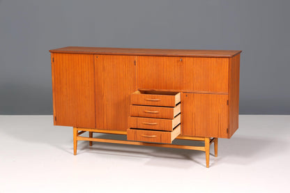 Schlichtes Mid Century Highboard Vintage Sideboard Danish Design Teak Holz Kommode 60er Jahre - Highboard