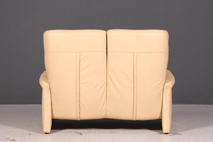 Edles Himolla Cumuly 2-Sitzer Ledersofa mit Hocker Echtleder Creme Relaxsofa Couch Sofa Vintage