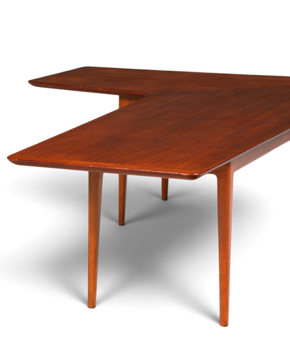 Hauptstadt Möblerei Mid-Century Couchtisch aus Holz mit L-förmiger Tischplatte im Vintage-Stil der 70er Jahre