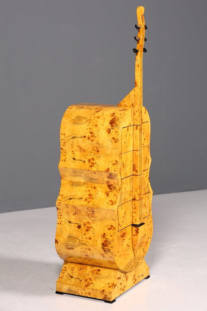 Traumhafte Art Deco Stil Kommode in Kontrabass Form Birke Vertiko Schubladenkommode Gitarren Kommode