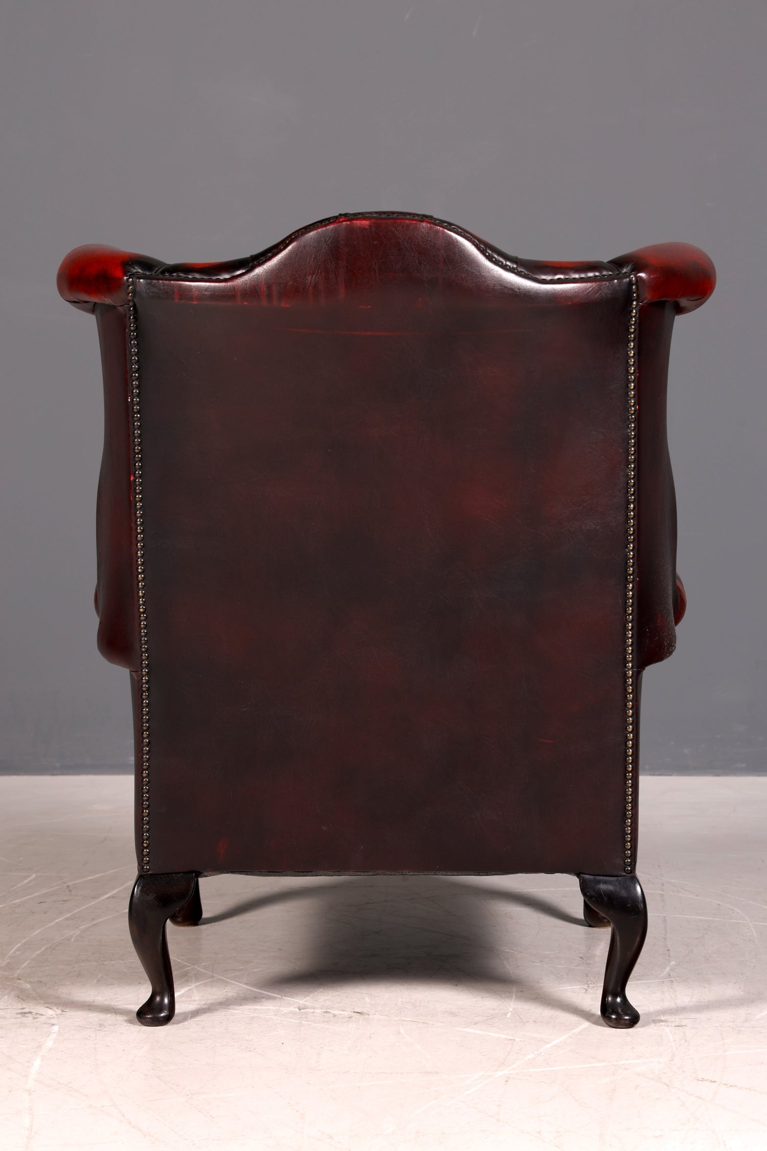 Original Chesterfield Ohrenbacken Sessel Queen Anne Englisch Oxblood Leder Herrensessel UK Armlehnsessel 1 von 2